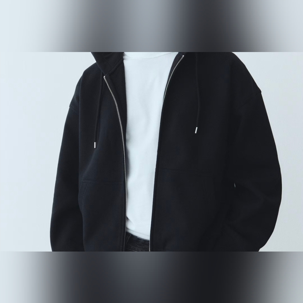 H&M Classic Black Zip-Up Hoodie